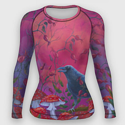 Женский рашгард Готический ворон в мухоморах