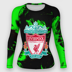 Женский рашгард Liverpool зеленый огонь текстура