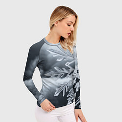Рашгард женский Снежинка на черно белое, цвет: 3D-принт — фото 2