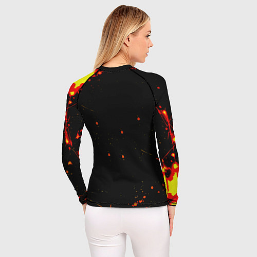Женский рашгард Боруссиа огненные краски текстура / 3D-принт – фото 4