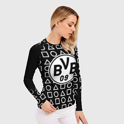 Рашгард женский Borussia геометрия черно белая, цвет: 3D-принт — фото 2