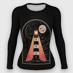 Женский рашгард Винтажный маяк ночью с луной и звездами