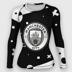 Рашгард женский Манчестер сити геометрия блэк, цвет: 3D-принт