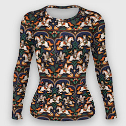 Рашгард женский Новогодние коты всадники на лошади, цвет: 3D-принт