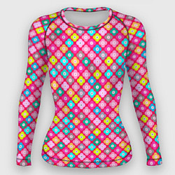 Женский рашгард Разноцветный цветочный узор ретро