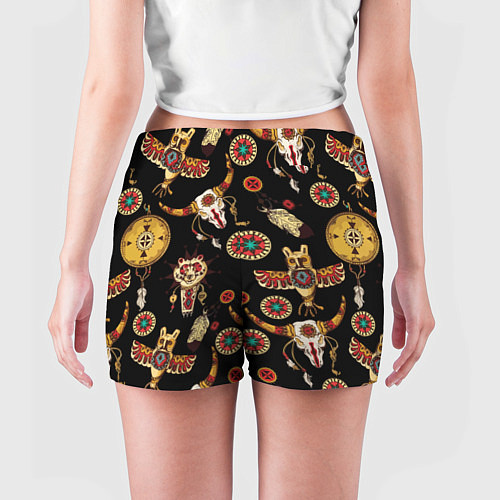 Женские шорты Индейские культовые символы / 3D-принт – фото 4