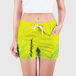 Шорты женские Cyberpunk 2077: Yellow, цвет: 3D-принт — фото 2