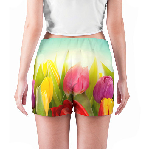 Женские шорты Цветущие тюльпаны / 3D-принт – фото 4