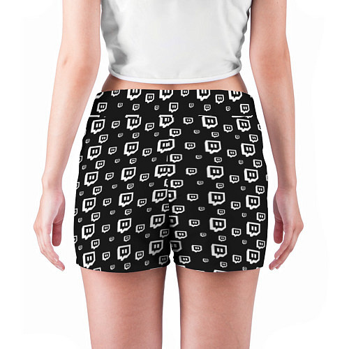Женские шорты Twitch: Black Pattern / 3D-принт – фото 4