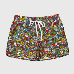 Шорты женские Рождественский коллаж, цвет: 3D-принт