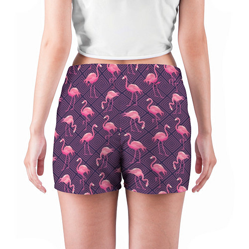 Женские шорты Фиолетовые фламинго / 3D-принт – фото 4