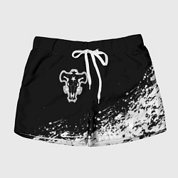 Шорты женские Черный Клевер Черный Бык 6, цвет: 3D-принт