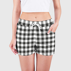 Шорты женские Черно-белая клетка, цвет: 3D-принт — фото 2