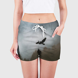 Шорты женские Орёл над лесом, цвет: 3D-принт — фото 2