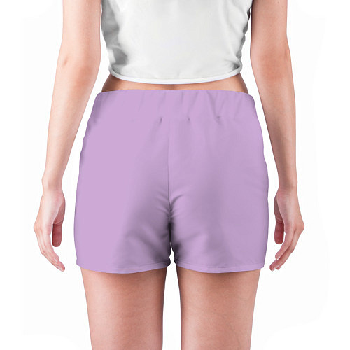 Женские шорты Глициниевый цвет без рисунка / 3D-принт – фото 4