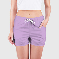 Шорты женские Глициниевый цвет без рисунка, цвет: 3D-принт — фото 2
