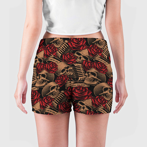 Женские шорты Черепа Рок-н-ролл / 3D-принт – фото 4