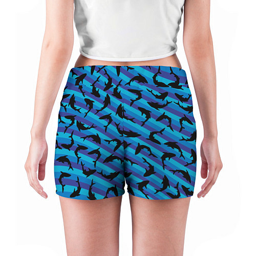 Женские шорты Черные акулы паттерн / 3D-принт – фото 4