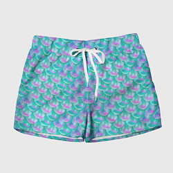 Шорты женские Чешуя Хвост русалки, цвет: 3D-принт