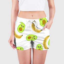 Шорты женские Банан и Авокадо, цвет: 3D-принт — фото 2