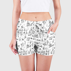 Шорты женские Рисованные сказочные рыбки, цвет: 3D-принт — фото 2