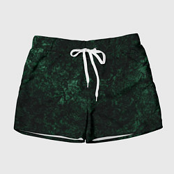 Шорты женские Темно-зеленый мраморный узор, цвет: 3D-принт