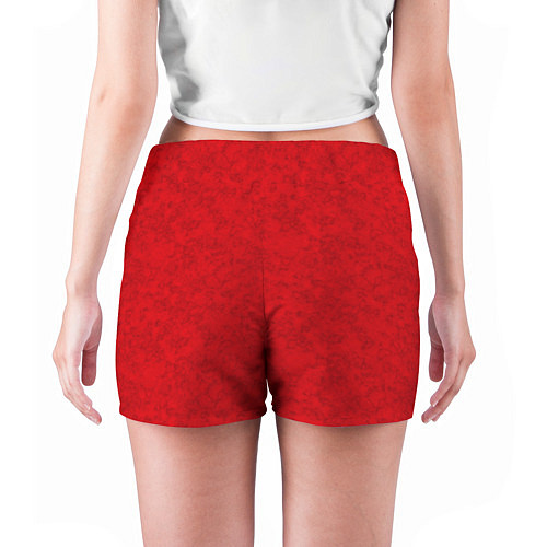 Женские шорты Ярко-красный мраморный узор / 3D-принт – фото 4