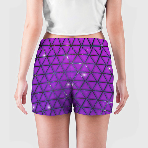 Женские шорты Фиолетовые треугольники / 3D-принт – фото 4