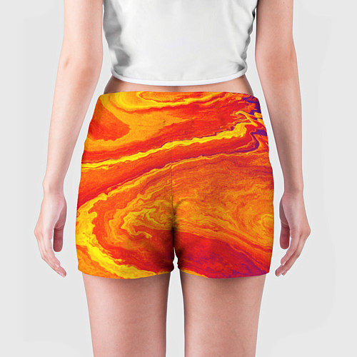 Женские шорты ПЯТНО ЮПИТЕРА ОРАНЖЕВЫЙ ГРАНЖ / 3D-принт – фото 4