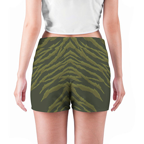 Женские шорты Милитари шкура тигра / 3D-принт – фото 4