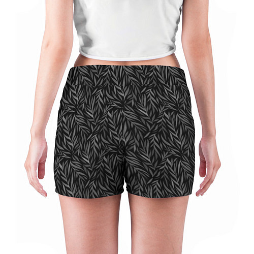 Женские шорты Растительный орнамент черно-белый / 3D-принт – фото 4