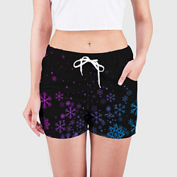 Шорты женские Новогодние снежинки Градиент, цвет: 3D-принт — фото 2
