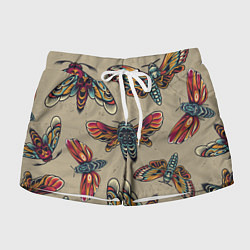 Шорты женские Мотыльки-черепа, цвет: 3D-принт