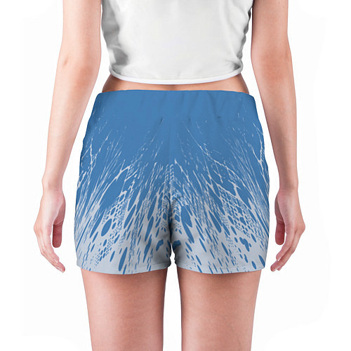 Женские шорты Коллекция Rays Лучи Голубой и серый Абстракция 650 / 3D-принт – фото 4