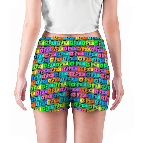 Женские шорты Разноцветные Доллары / 3D-принт – фото 4