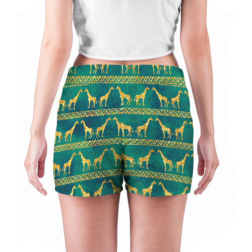 Женские шорты Золотые жирафы паттерн / 3D-принт – фото 4