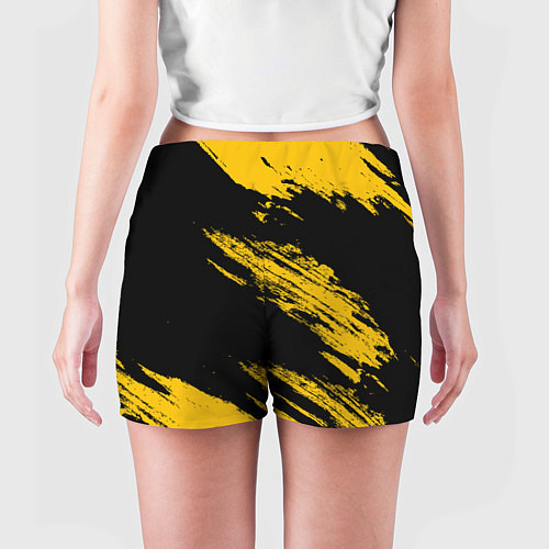 Женские шорты BLACK AND YELLOW GRUNGE ГРАНЖ / 3D-принт – фото 4