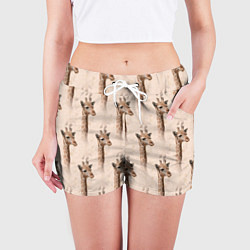 Шорты женские Голова жирафа паттерн, цвет: 3D-принт — фото 2