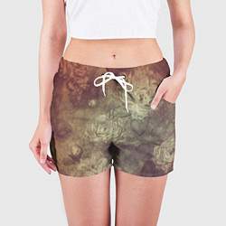 Шорты женские Цветы картина маслом, цвет: 3D-принт — фото 2
