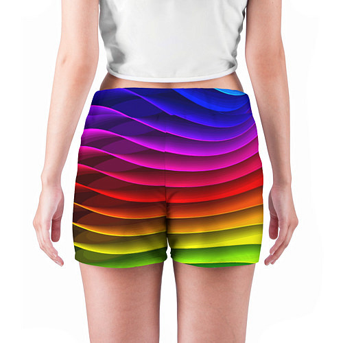 Женские шорты Color line neon pattern Abstraction Summer 2023 / 3D-принт – фото 4