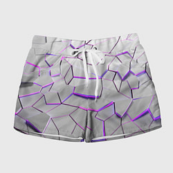 Шорты женские 3д плиты - белый неон, цвет: 3D-принт