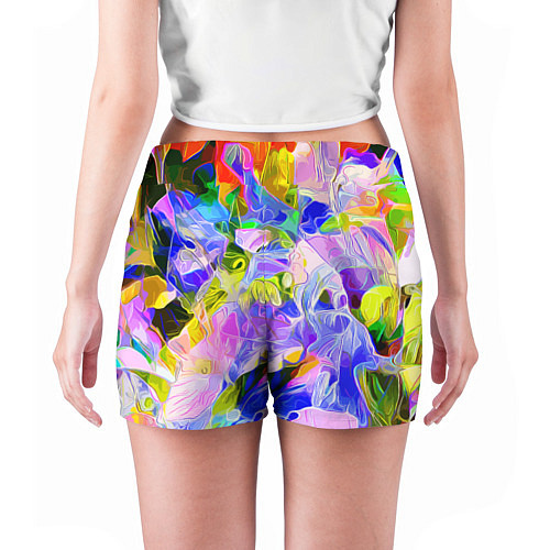Женские шорты Красочный цветочный узор Весна - Лето 2023 Colorfu / 3D-принт – фото 4