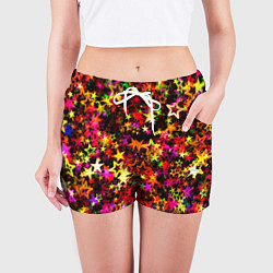 Шорты женские РАЗНОЦВЕТНЫЙ ЗВЕЗДОПАД, цвет: 3D-принт — фото 2