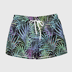 Шорты женские Разноцветные Листья Пальм В Ночных Джунглях, цвет: 3D-принт