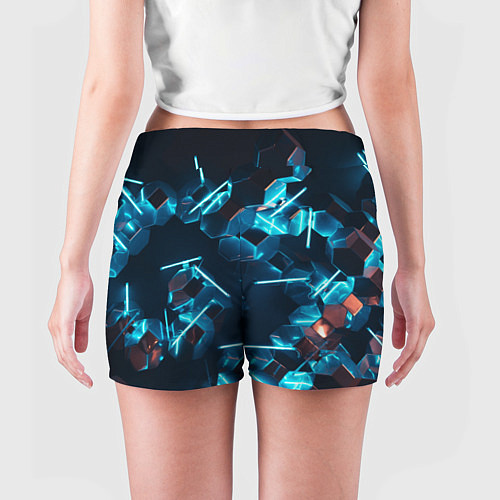 Женские шорты Неоновые фигуры с лазерами - Голубой / 3D-принт – фото 4