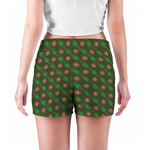 Женские шорты Коричневые круги на зеленом фоне / 3D-принт – фото 4