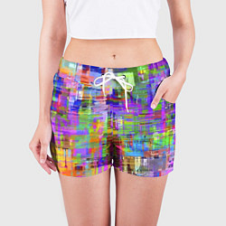 Шорты женские Красочный авангардный глитч Fashion trend, цвет: 3D-принт — фото 2