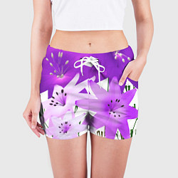 Шорты женские Flowers purple light, цвет: 3D-принт — фото 2