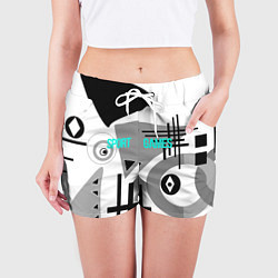 Шорты женские SPORT GAMES черно-белый абстрактный узор, цвет: 3D-принт — фото 2
