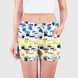 Шорты женские American football sports pattern, цвет: 3D-принт — фото 2